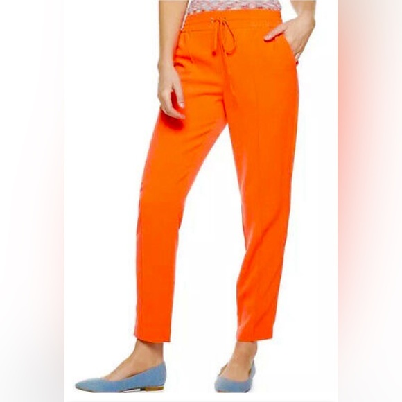 Nine West Women’s Slim Straight Orange Pull On Stretch Tapered Pants - Picture 2 of 7